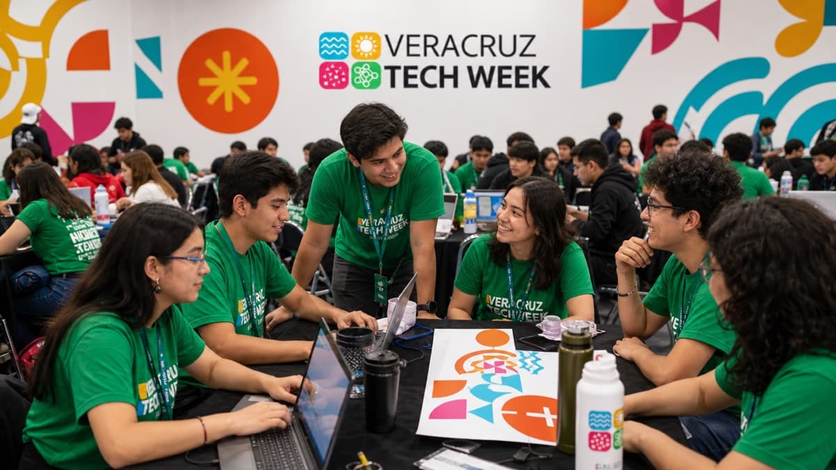 Equipo organizando un evento de Veracruz Tech Week
